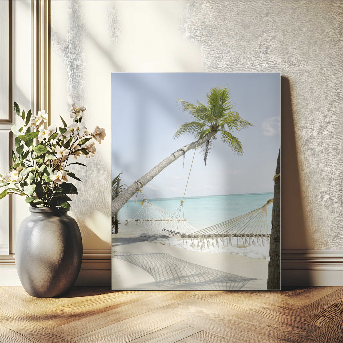 Beach Hammock Wall Art Canvas Print – Framed Tropical