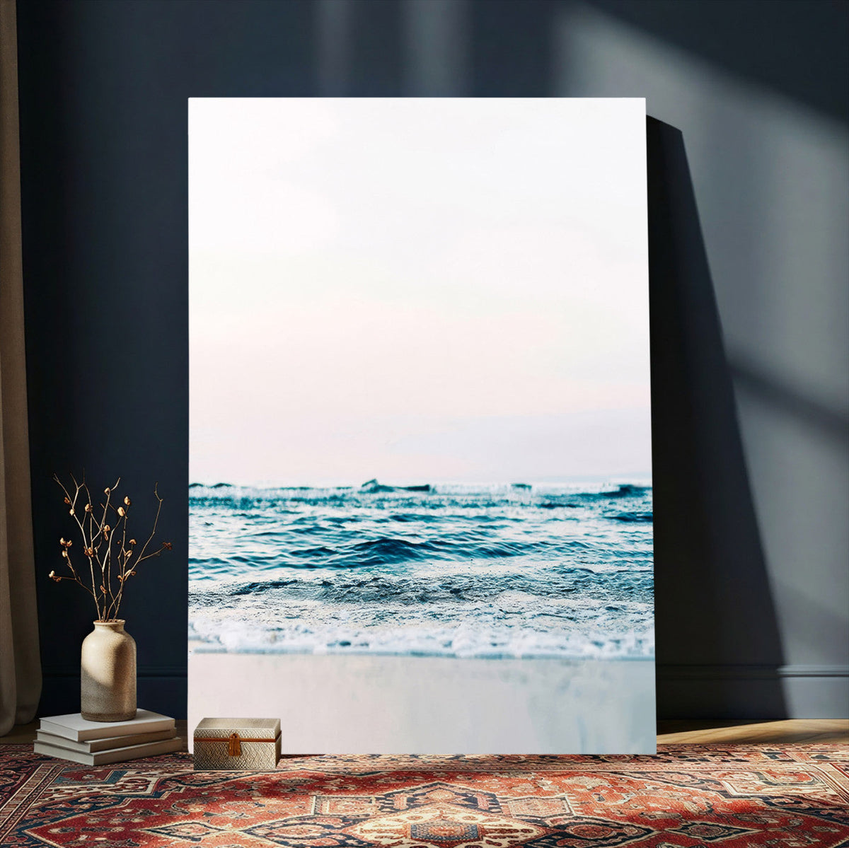 Minimal Ocean Wave Wall Art Canvas Print – Coastal Seascape