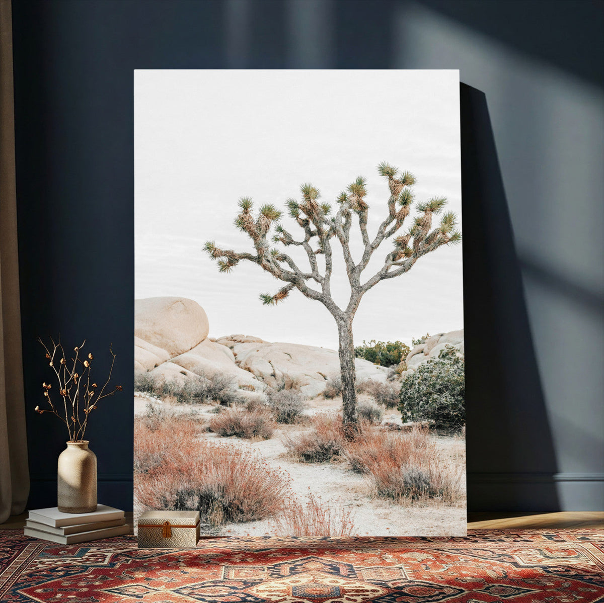 Joshua Tree Desert Wall Art Canvas Print, Minimal Southwest