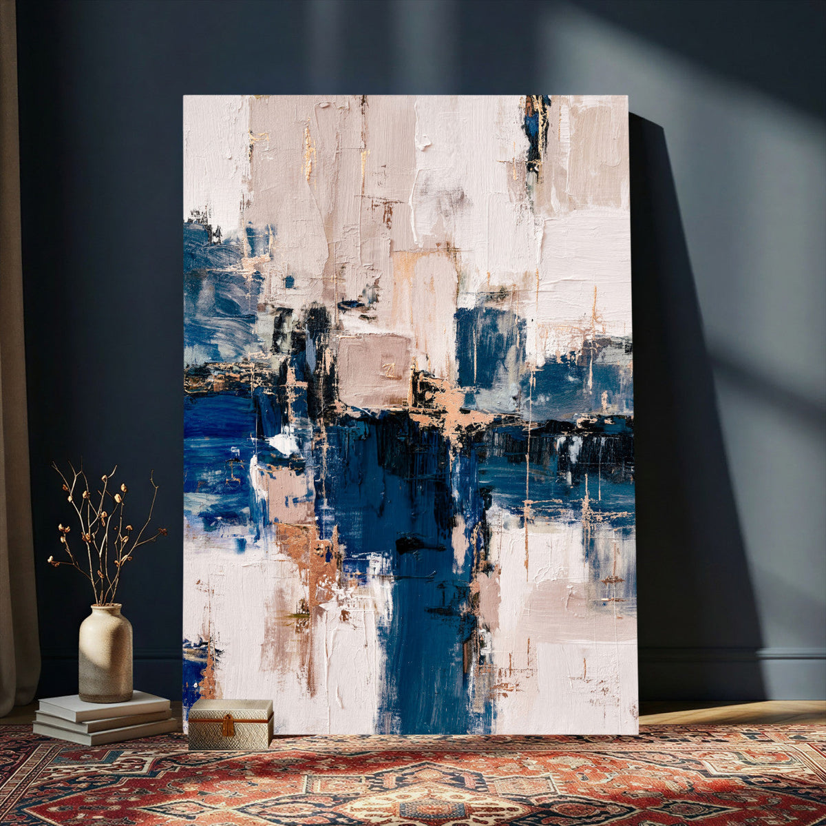 Abstract Navy Blue Wall Art Canvas Print