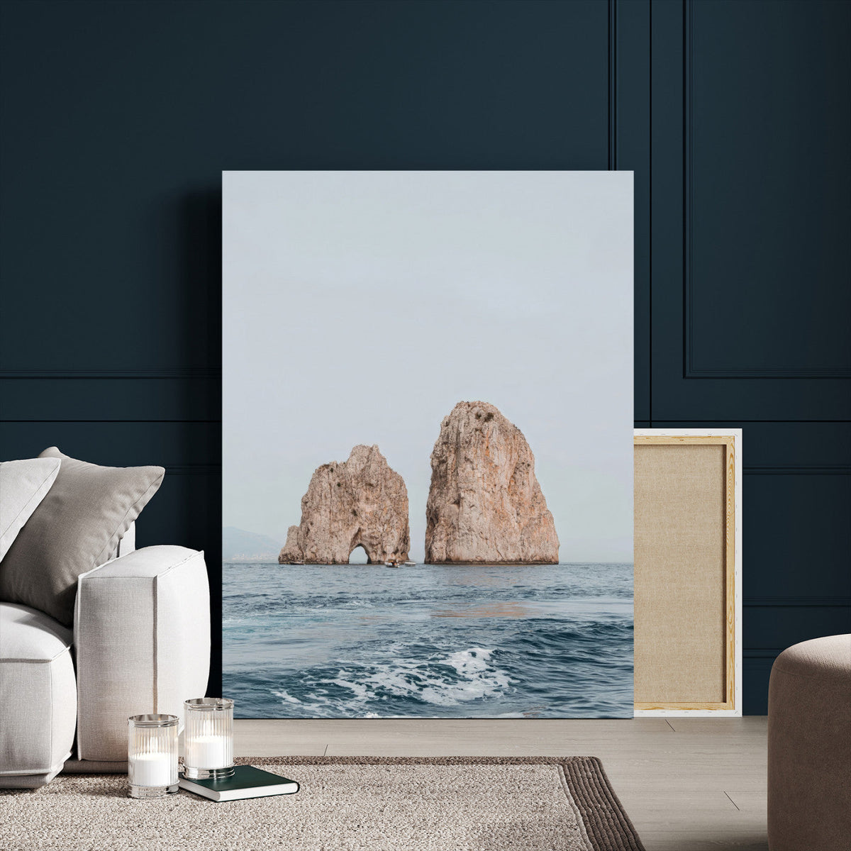 Faraglioni Capri Wall Art Canvas Print – Framed Serene Ocean