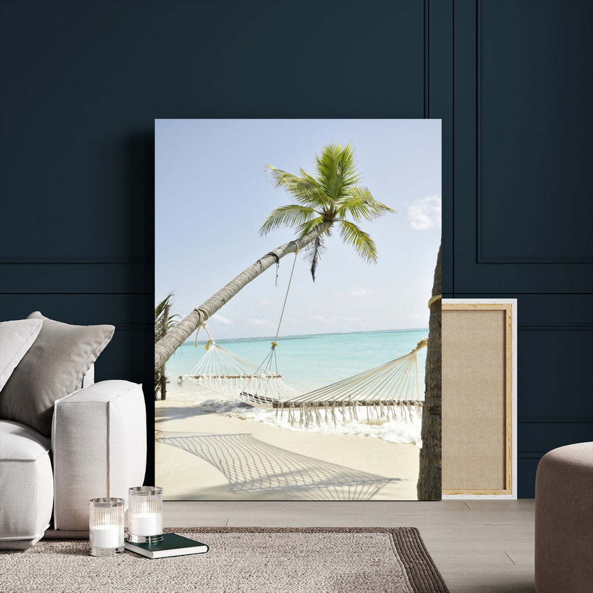 Beach Hammock Wall Art Canvas Print – Framed Tropical