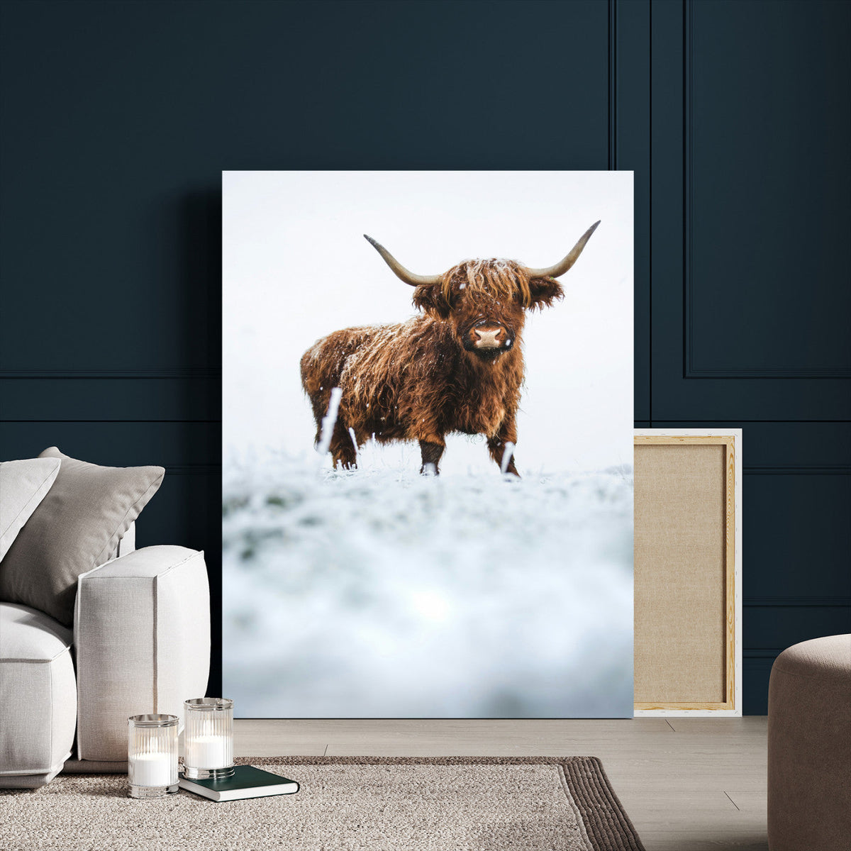 Highland Cow Wall Art Canvas Print – Framed Horned Scottish