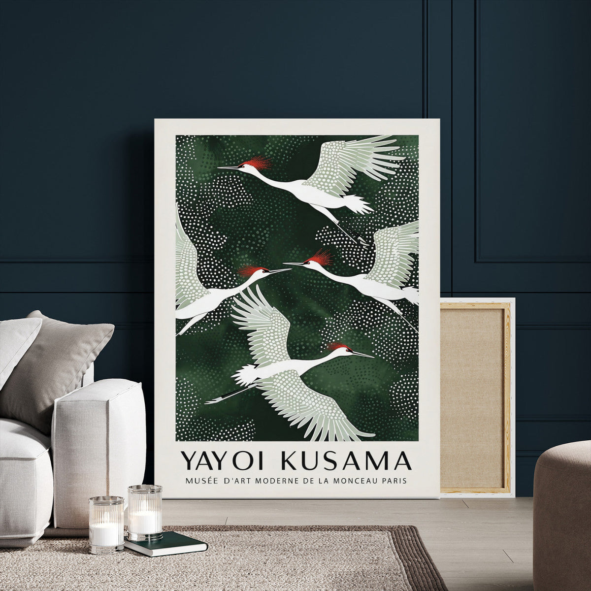 Yayoi Kusama Crane Bird Wall Art Canvas Print, Japanese