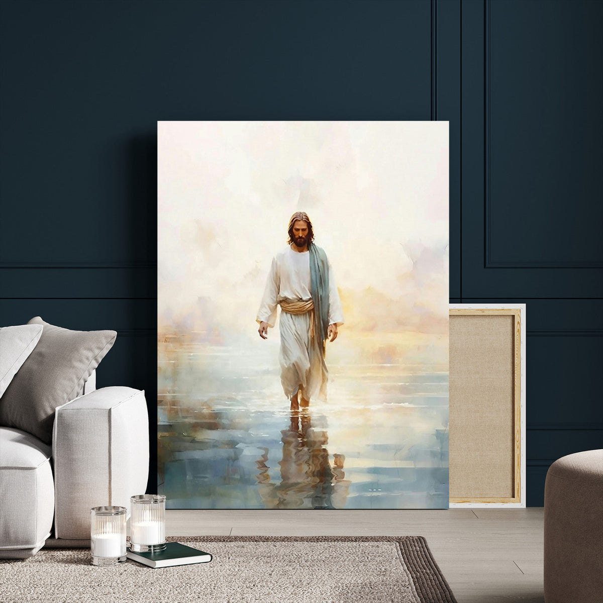 Jesus Walking on Water Wall Art Canvas Print, Christian Wall