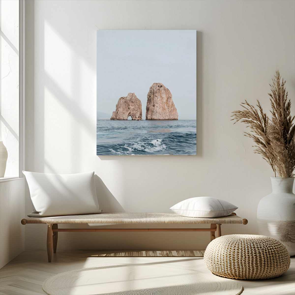 Faraglioni Capri Wall Art Canvas Print – Framed Serene Ocean