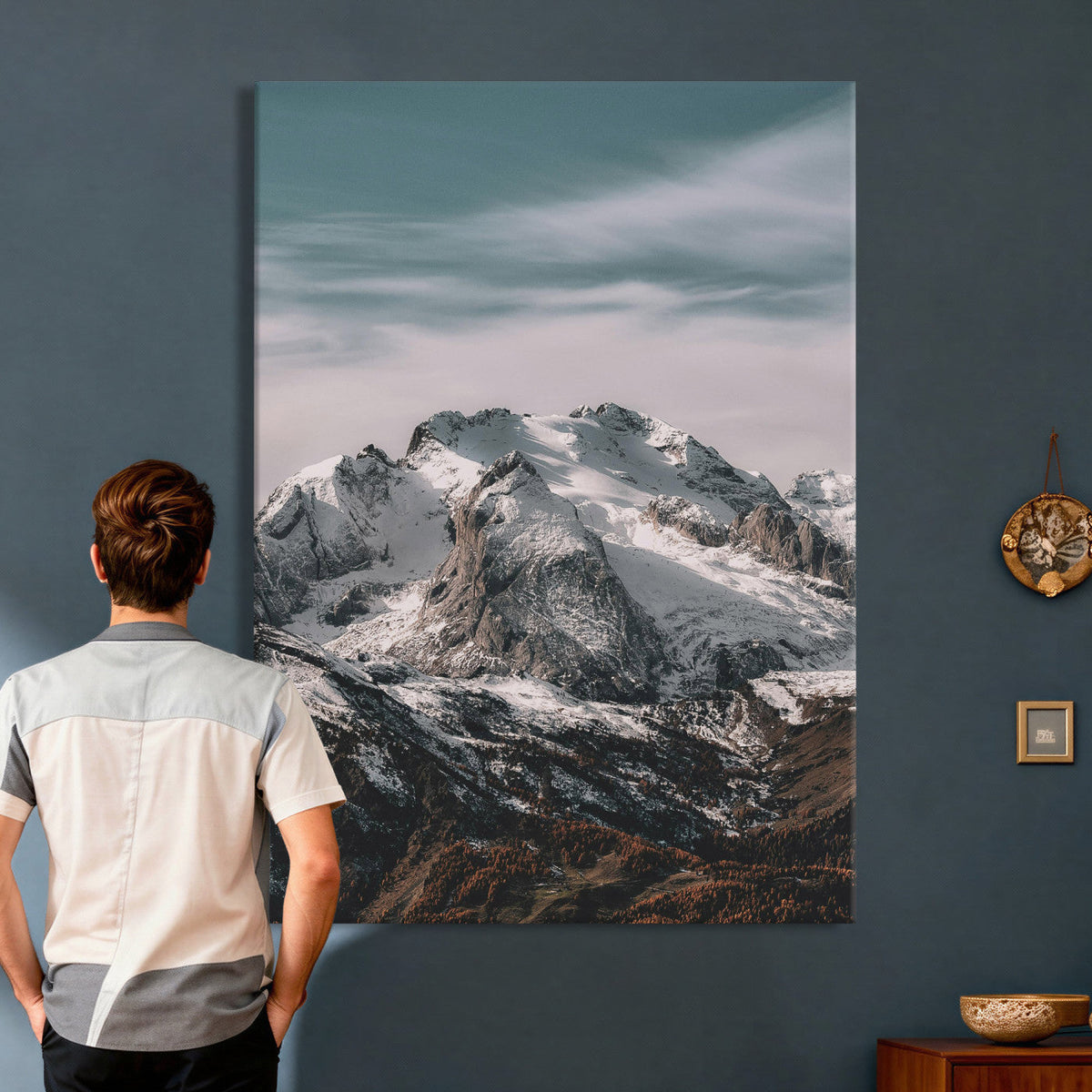 Alpine Mountain Landscape Wall Art Canvas Print, Snowy Peak