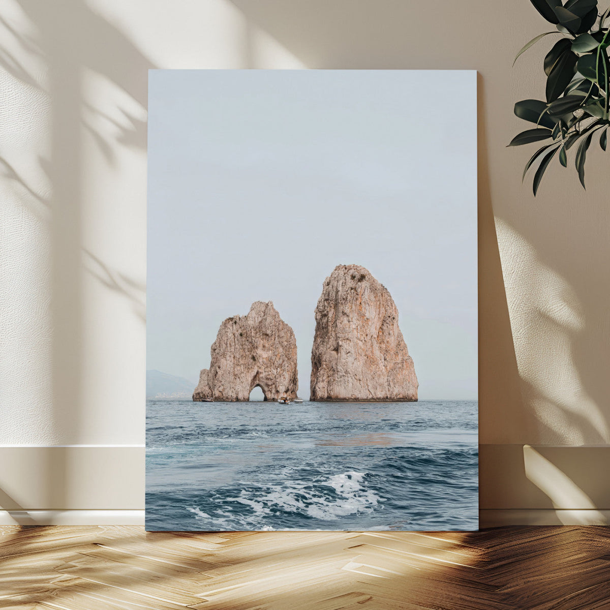 Faraglioni Capri Wall Art Canvas Print – Framed Serene Ocean