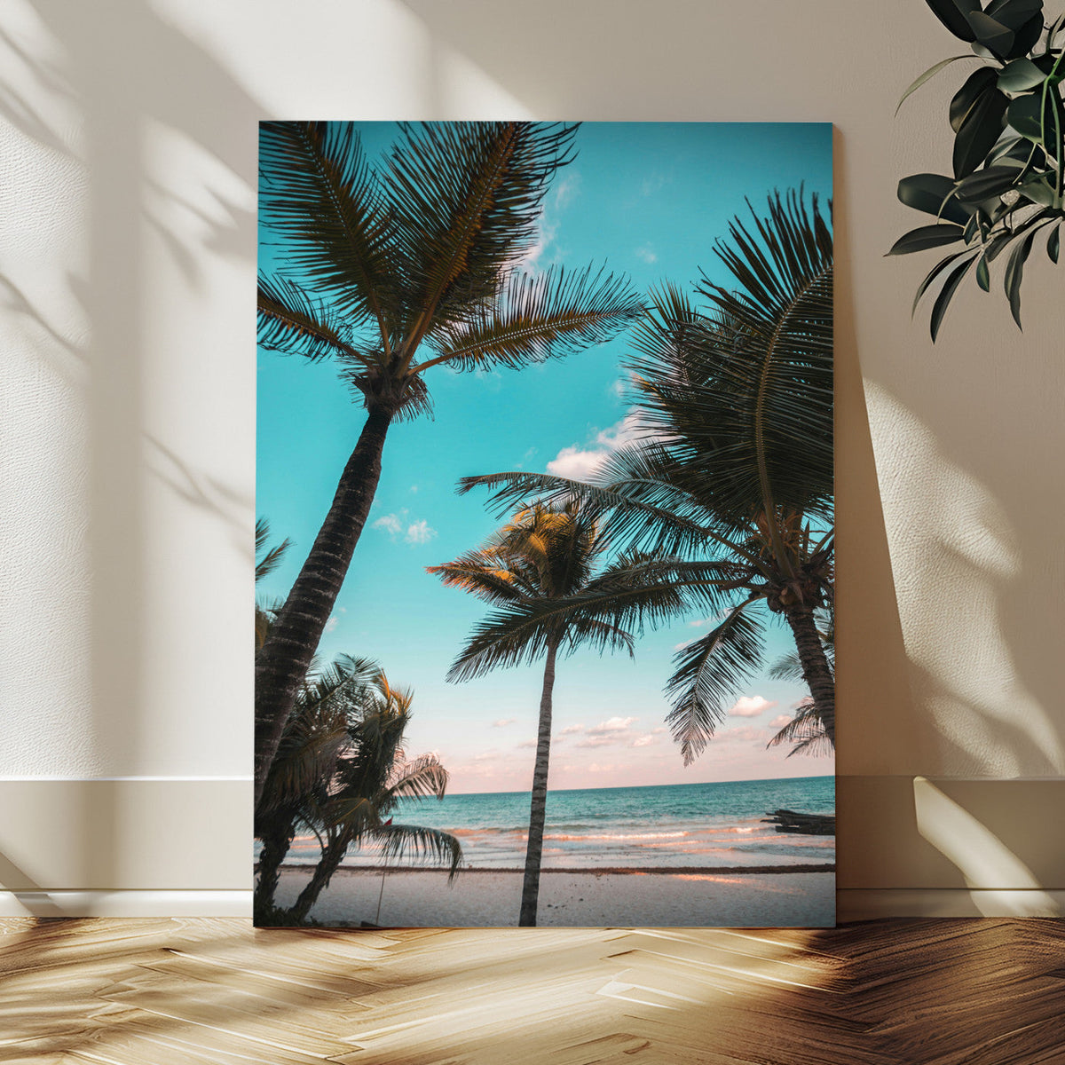 Palm Trees Wall Art Canvas Print – Framed Tropical Beach