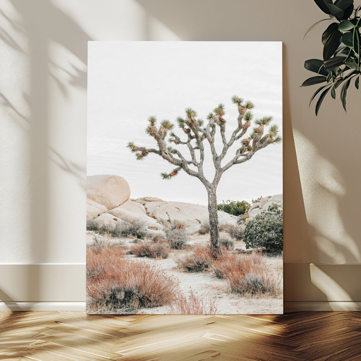 Joshua Tree Desert Wall Art Canvas Print, Minimal Southwest