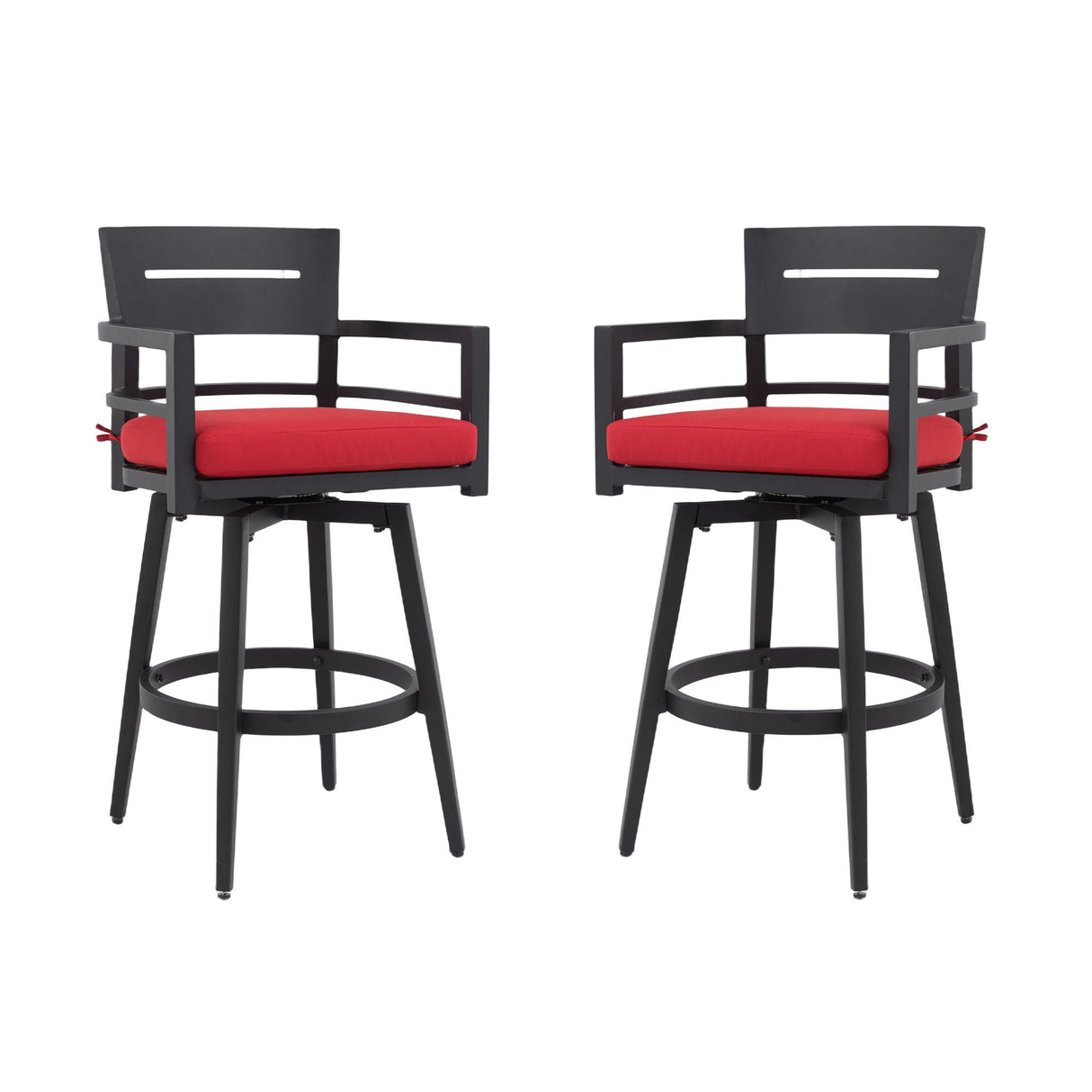 Outdoor Swivel Bar Chairs, 360 Degree Rotation, Ergonomic Backrest (Set of 2)