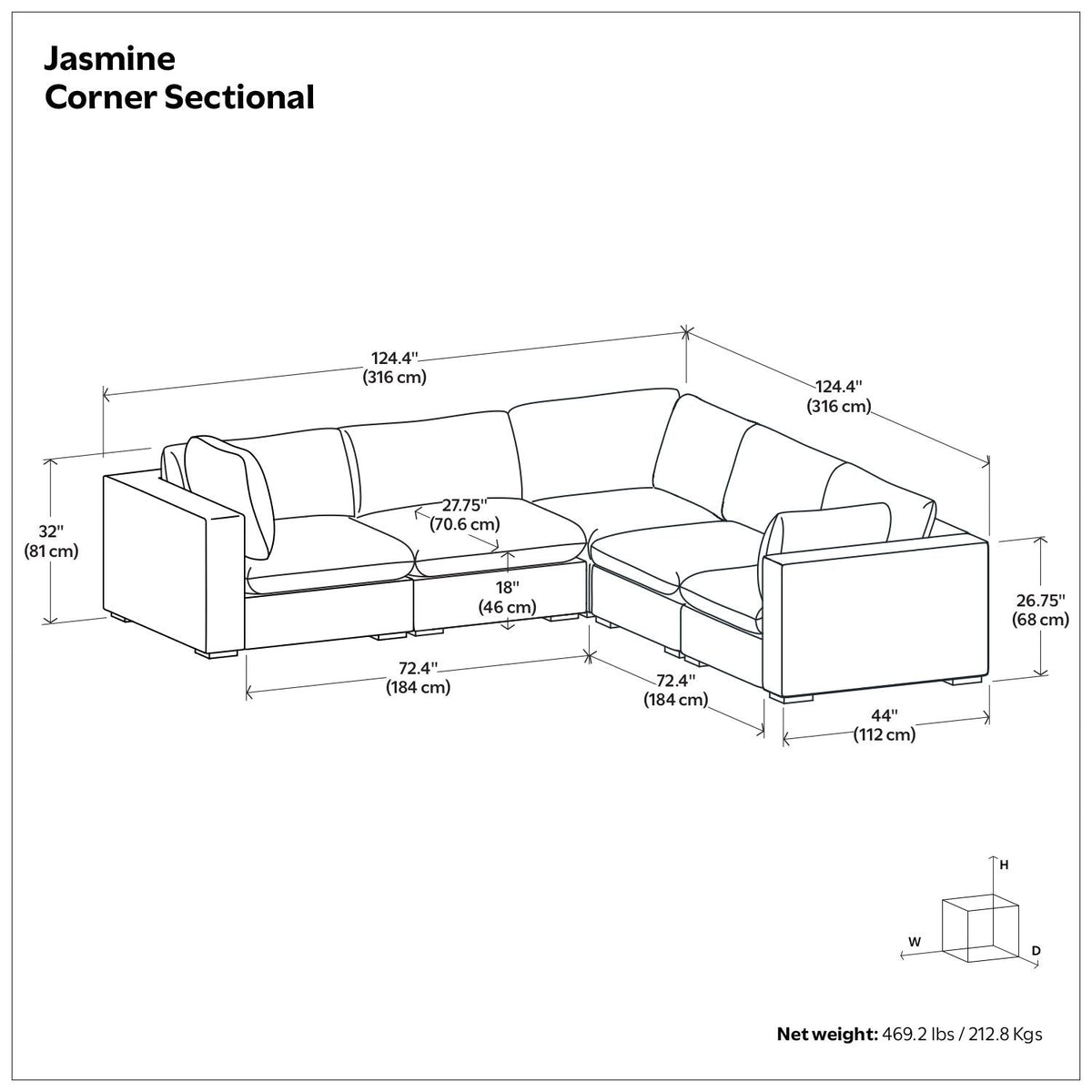 Jasmine - Handcrafted Sectional Sofa