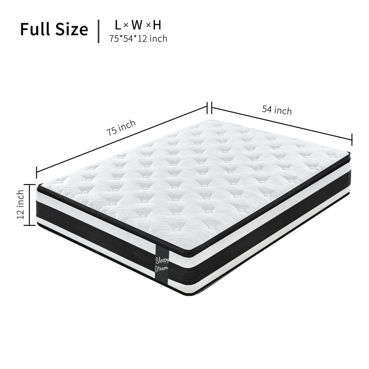 Full Size Hybrid Mattress Breathable Cool Knitted Fabric Cover Soft Memory Foam Individual Pocket Spring CetriPUR-US