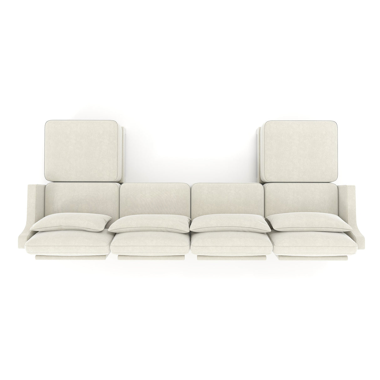 Elegant Four-Seater Sofa with Movable Ottoman and Lumbar PillowBeige