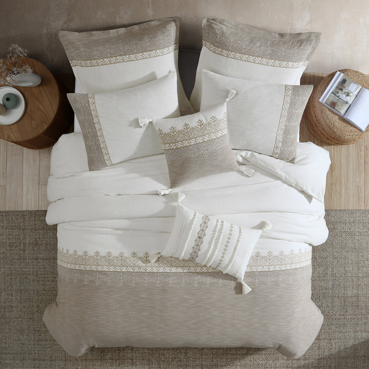 Preston 5-Piece Textured Woven Jacquard Comforter Ensemble