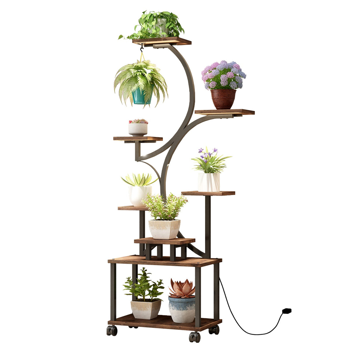 Plant Stand Indoor with Grow Lights - 62" Tall