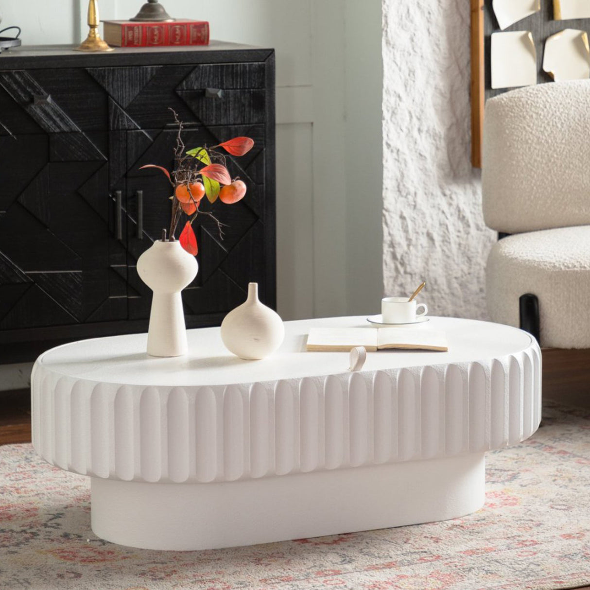 Fluted Storage Table with Lift-Off Lid
