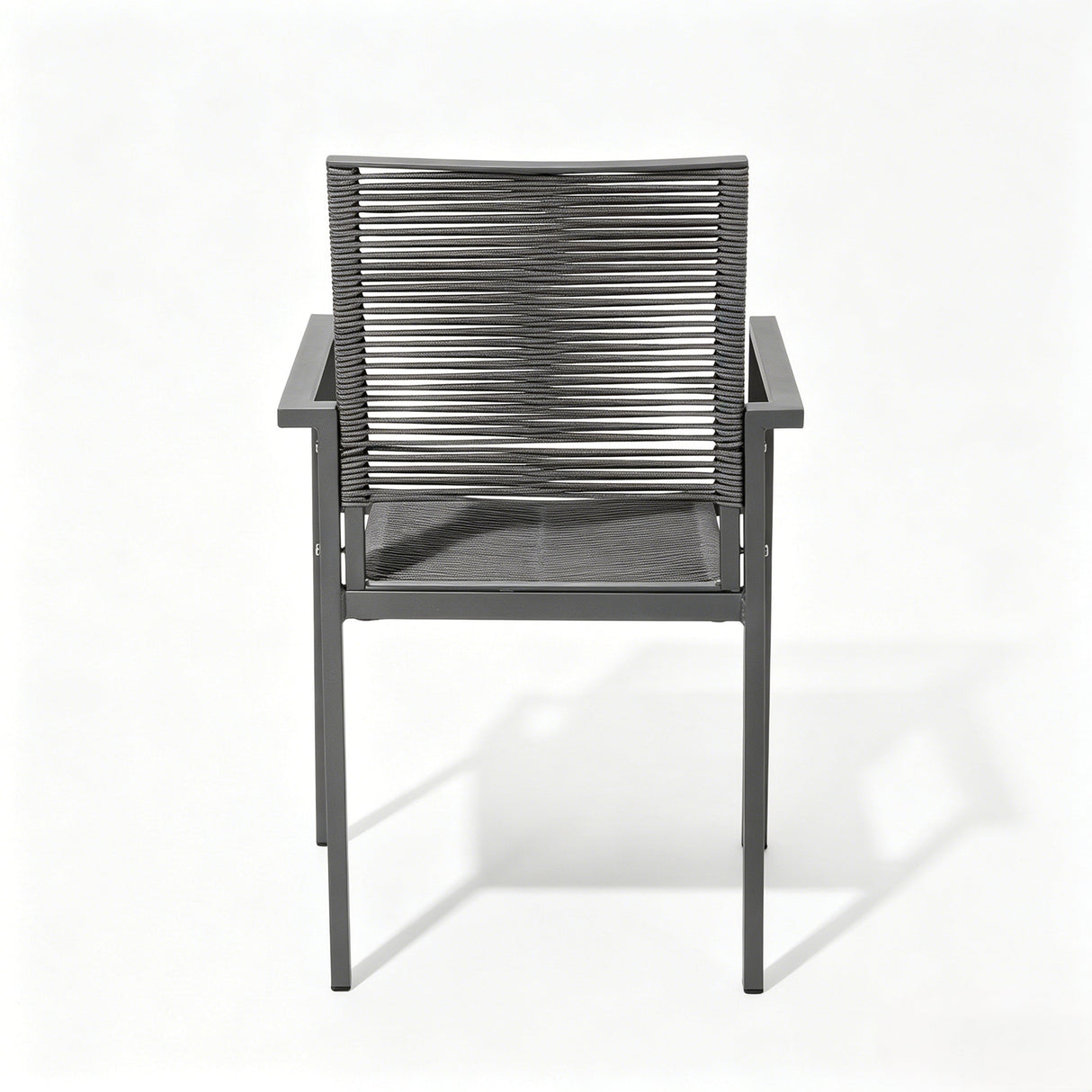 7-Piece Aluminum & Woven Rope Outdoor Patio Dining Set, Grey & Black