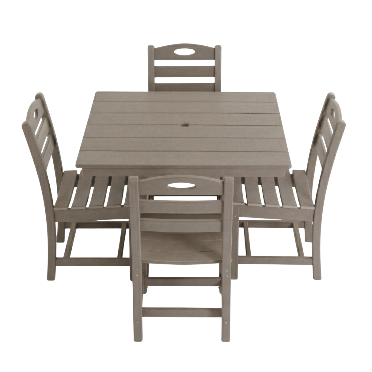 Antique Wood Color HDPE 5-Piece Outdoor Patio Dining Set