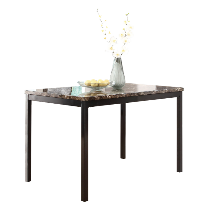 Furniture 5 Piece Metal Dinette Set with Faux Marble Top - Black