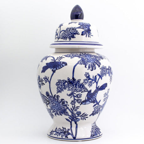 Blue-Garden-Ginger-Jar-with-Lid-–-Bird-in-Bloom-Design-Vases