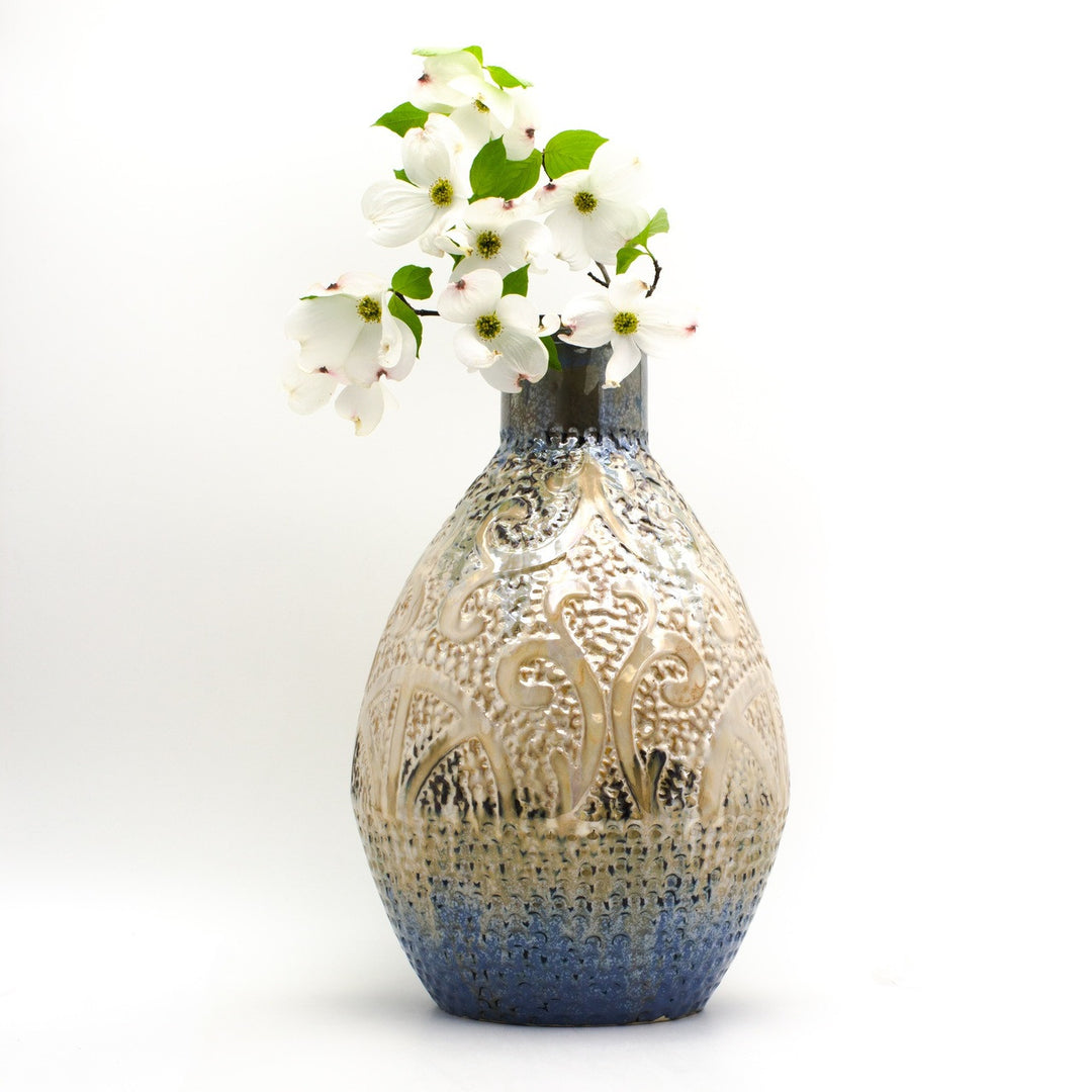 Seaborne-large-reactive-glaze-decorative-vase,-15.75''-h-Vases