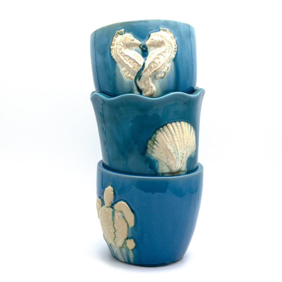 Adriatic Seahorse Planter Pot – Hand-Decorated Ceramic