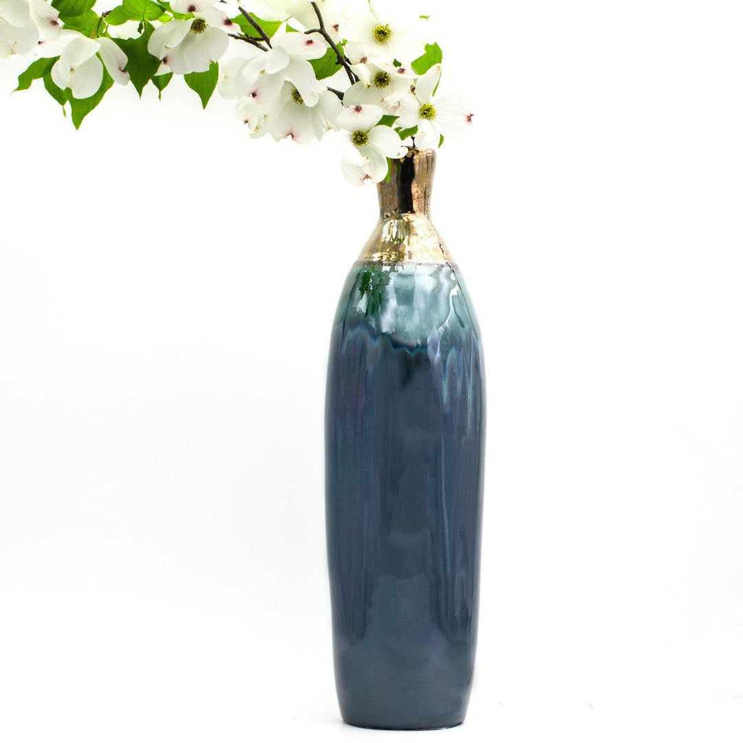 Patina hyacinthine rounded bottle vase
