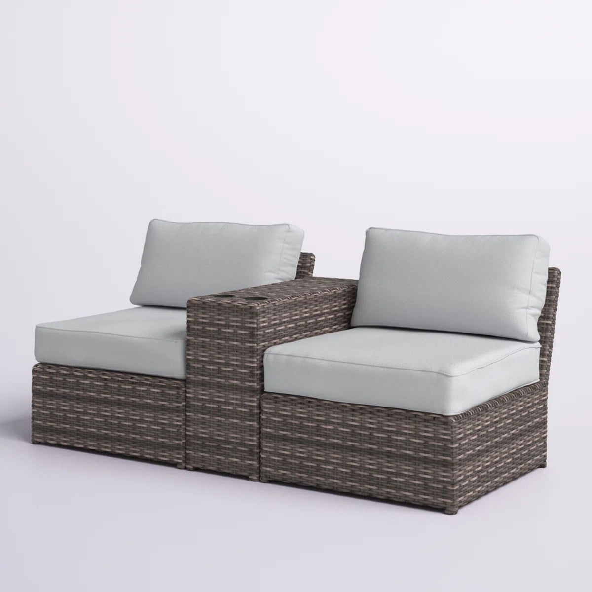Weather Resistant Wicker Conversation Set with Cushions – Dark Brown or Dark Gray
