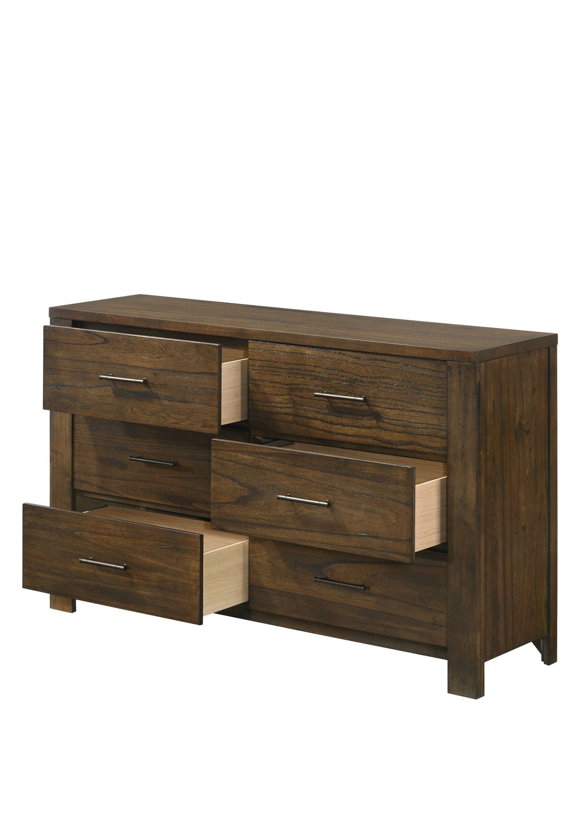 Merrilee Oak Dresser with Six Spacious Drawers - Dark Brown