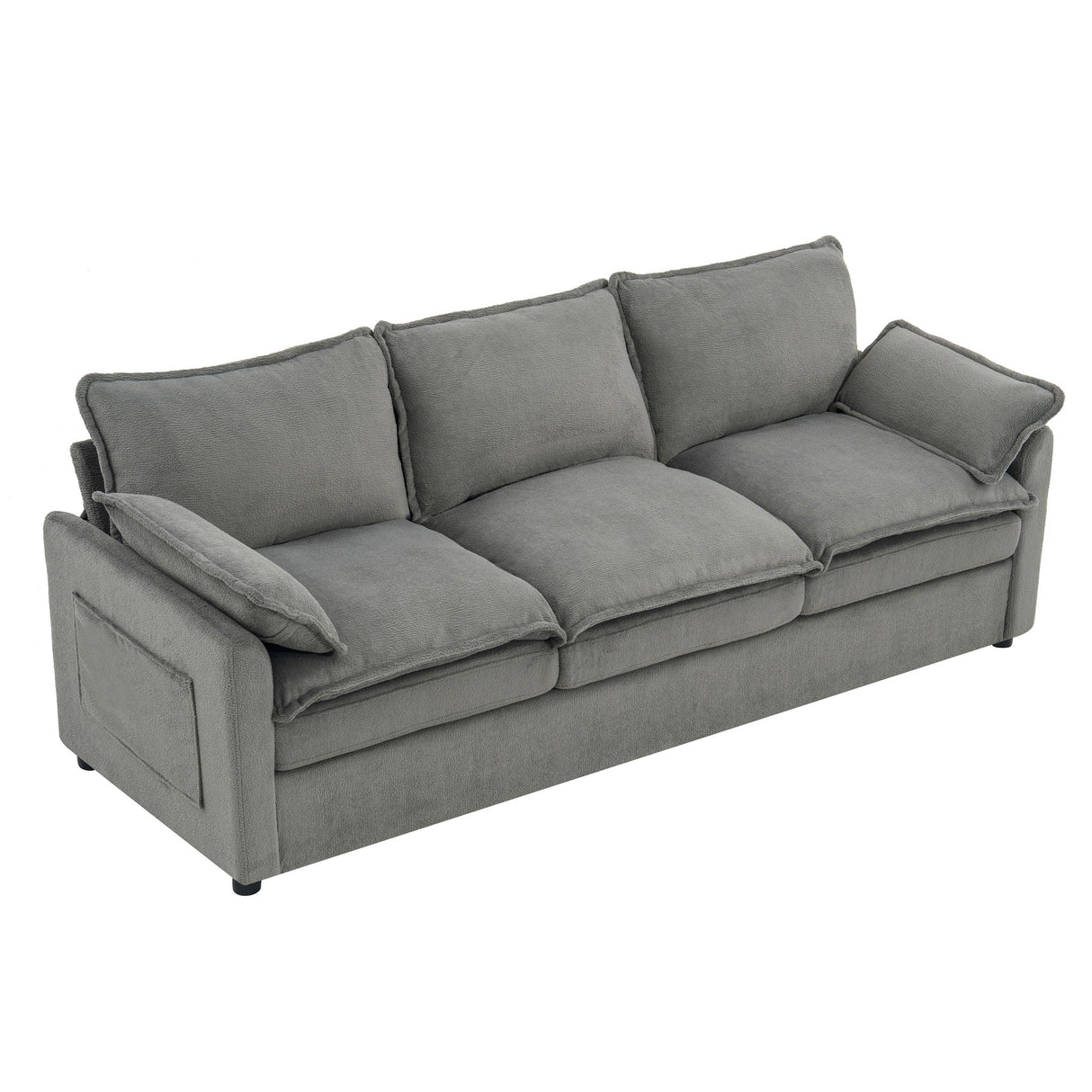 Modern 3 Seater Sofa With Side Storage Pockets For Living Room
