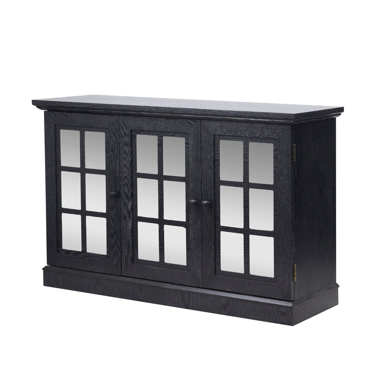 Storage Cabinet With 3 Mirrored Acrylic Doors, Adjustable Shelves