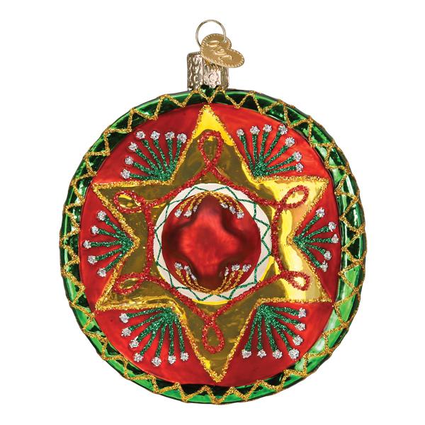 Sombrero Ornament Hand-Painted Glass