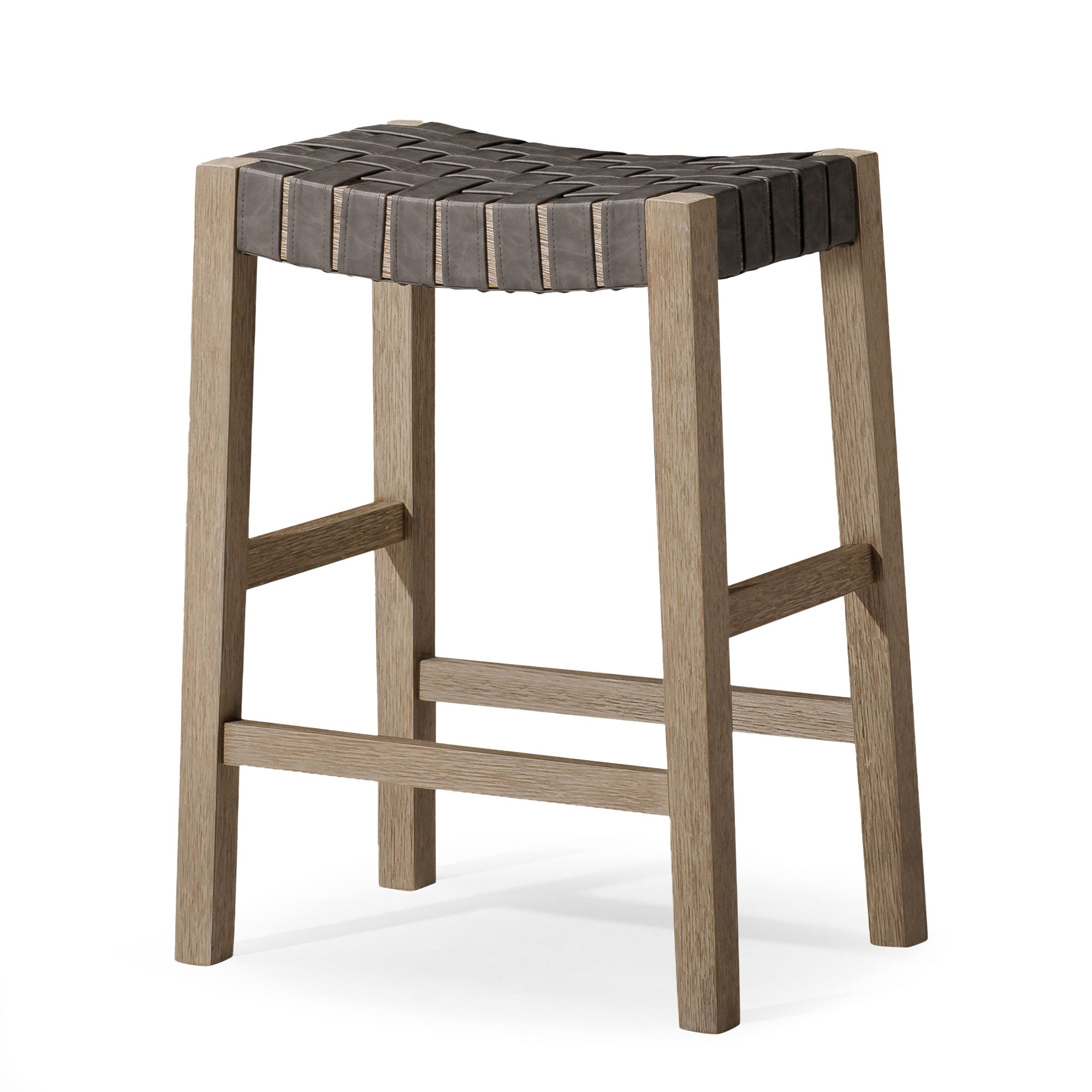 Maven-Lane-Emerson-Counter-Stool-in-Weathered-Grey-Wood-Finish-With-Ronan-Stone-Vegan-Leather-Table-&-Bar-Stools