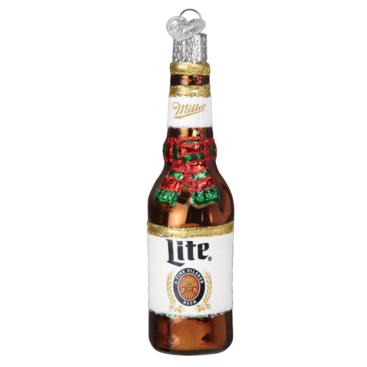 Holiday Miller Lite Bottle Christmas Ornament