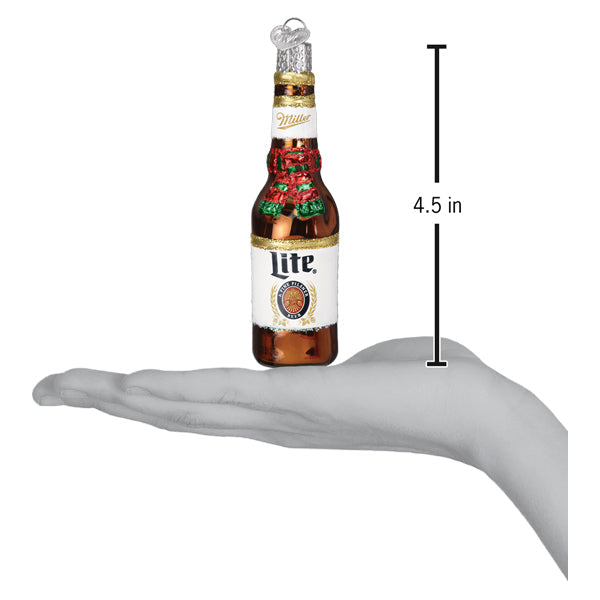 Holiday Miller Lite Bottle Christmas Ornament