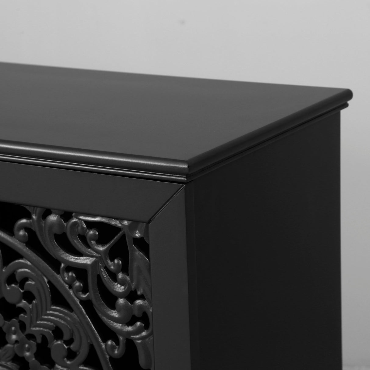 60" Antique Buffet Cabinet with Floral Carvings