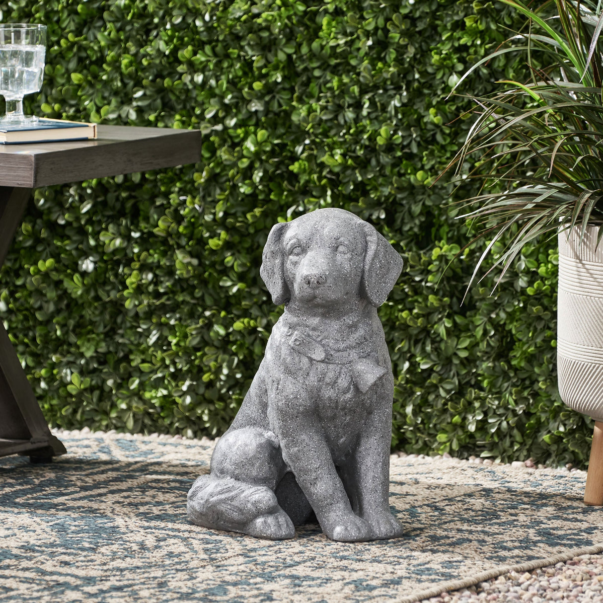 MGO Dog Statue, Outdoor Stone Gray, No Assembly Required