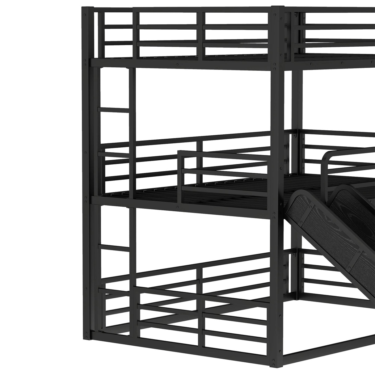 Full Over Full Over Full Bunk Bed with Slide