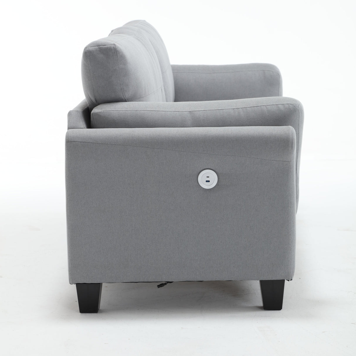 Modern Gray Sofa with Integrated USB and Type-C Charging