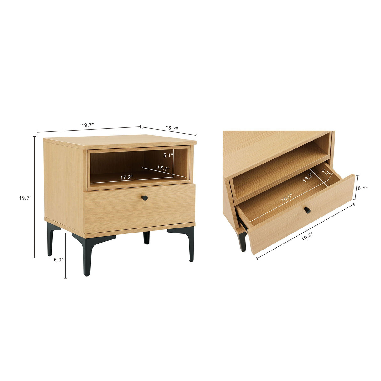 Amara - Nightstand With 1 Drawer