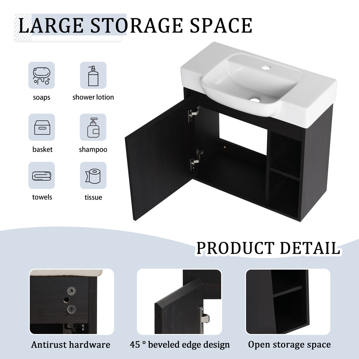 24" Wall-Mounted Bathroom Vanity