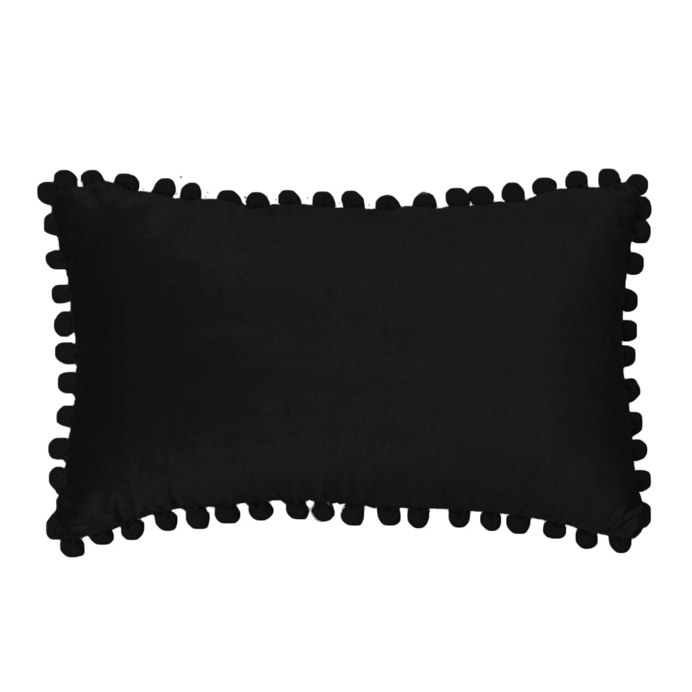 12''x20'' Velvet Pom-Pom lumbar support Throw Pillow | 7 Colors β Soft & Playful Ball Trim Design | Chic Lumbar & Accent Pillow | Insert Included