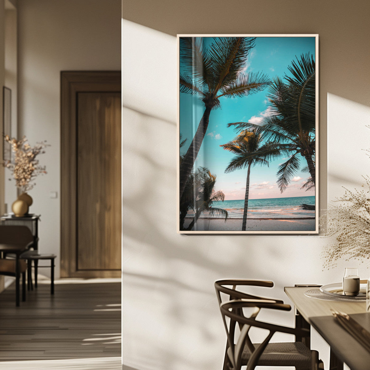 Palm Trees Wall Art Canvas Print – Framed Tropical Beach