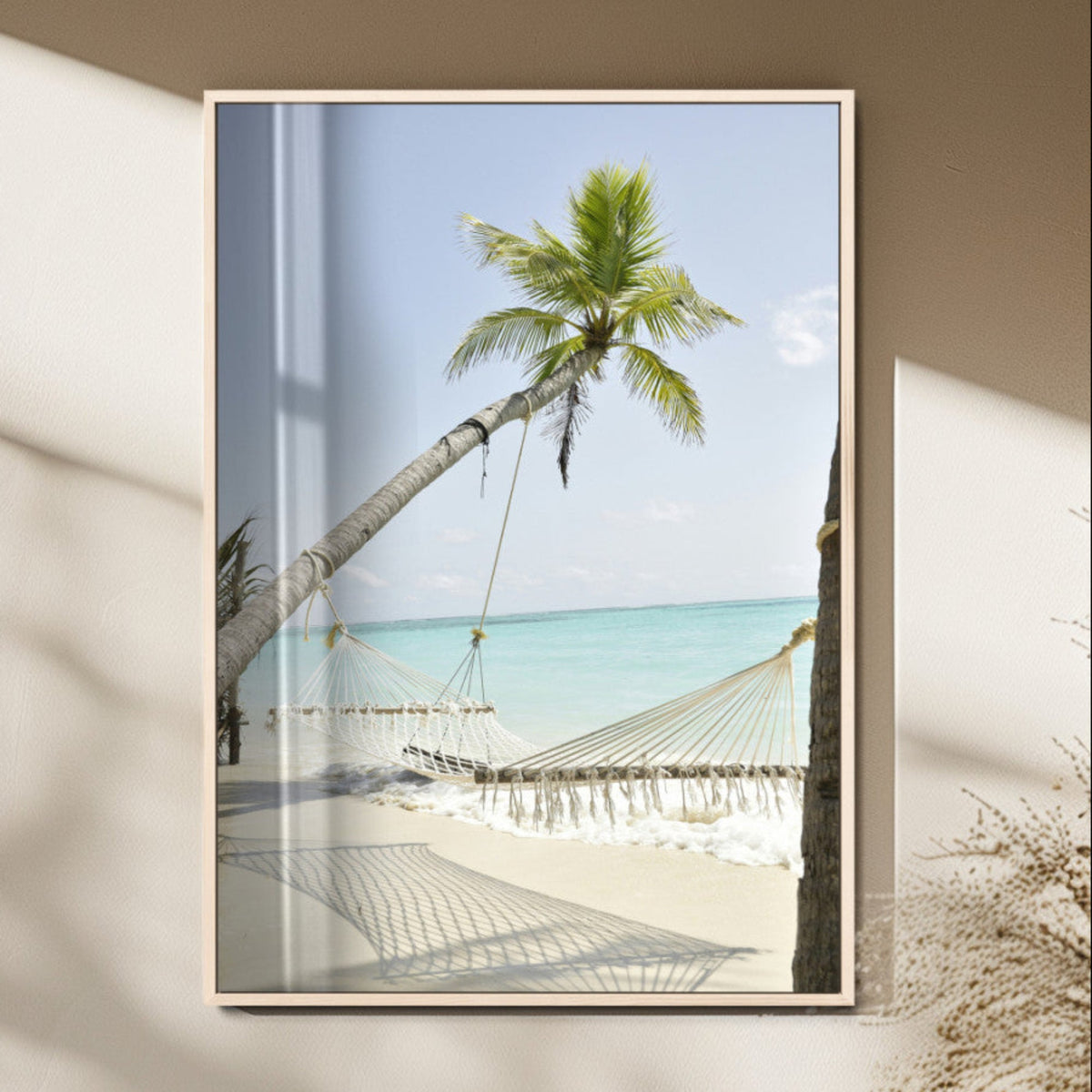 Beach Hammock Wall Art Canvas Print – Framed Tropical