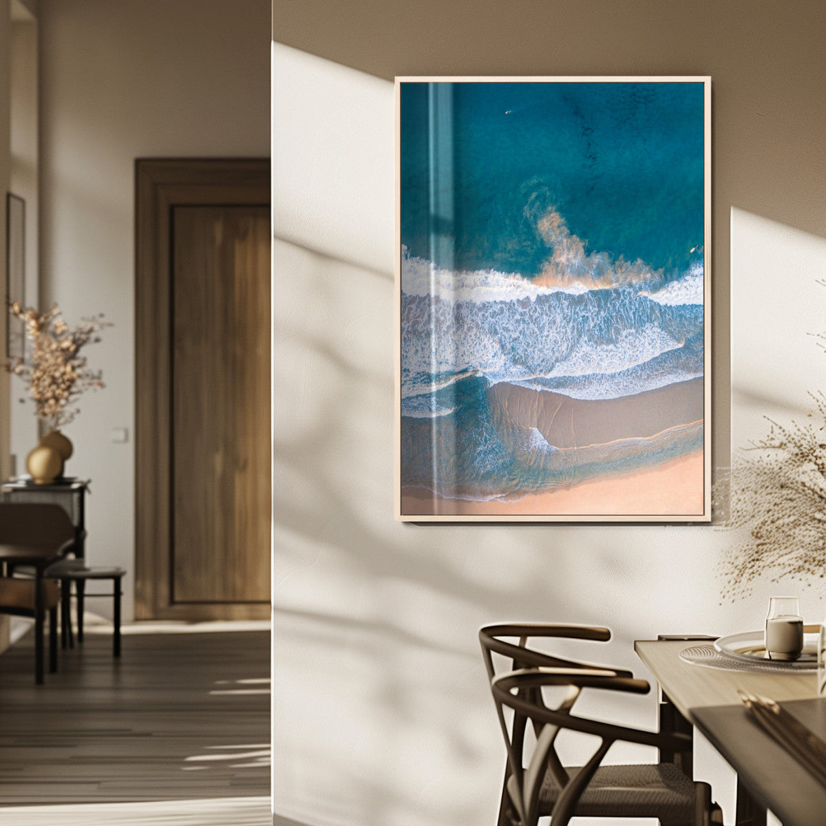 Aerial Beach View Wall Art Canvas Print – Framed Ocean Waves