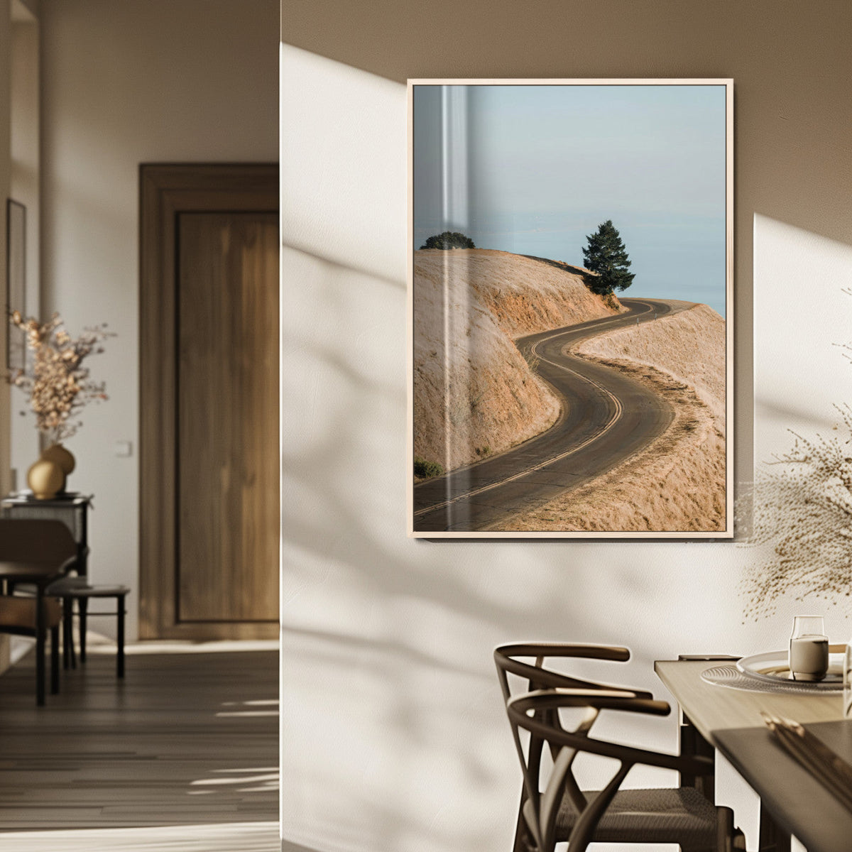 Winding Road Wall Art – Framed Scenic Landscape Canvas
