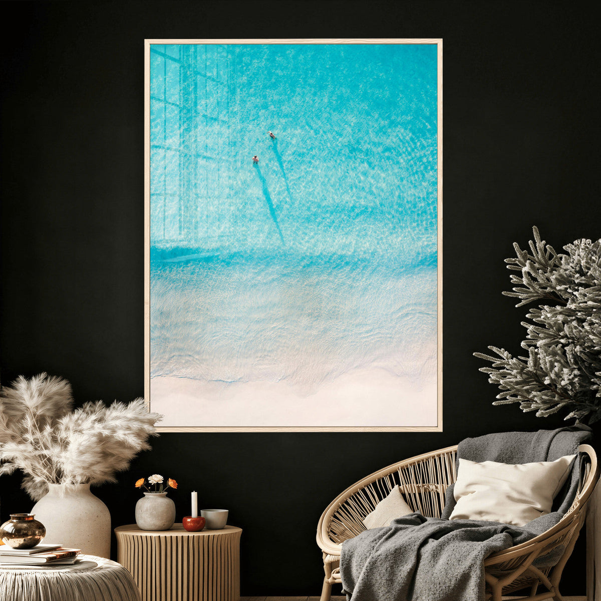 Aerial Turquoise Beach Wall Art Canvas Print – Minimal