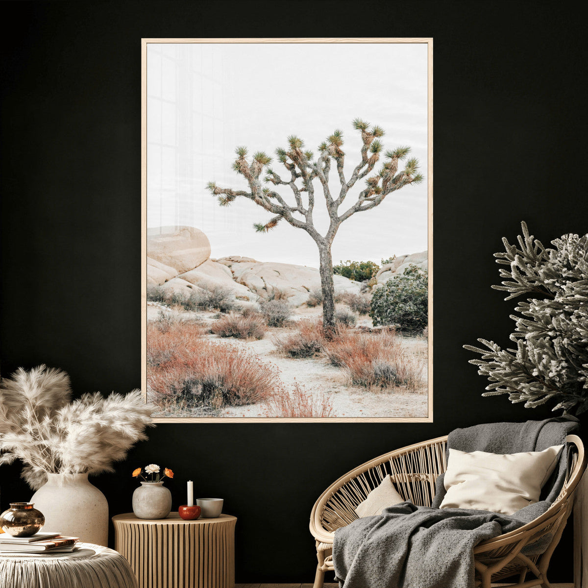 Joshua Tree Desert Wall Art Canvas Print, Minimal Southwest