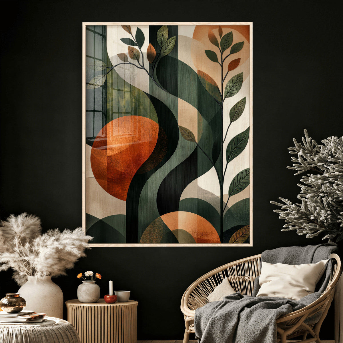 Abstract Green Flowers Wall Art Canvas Print